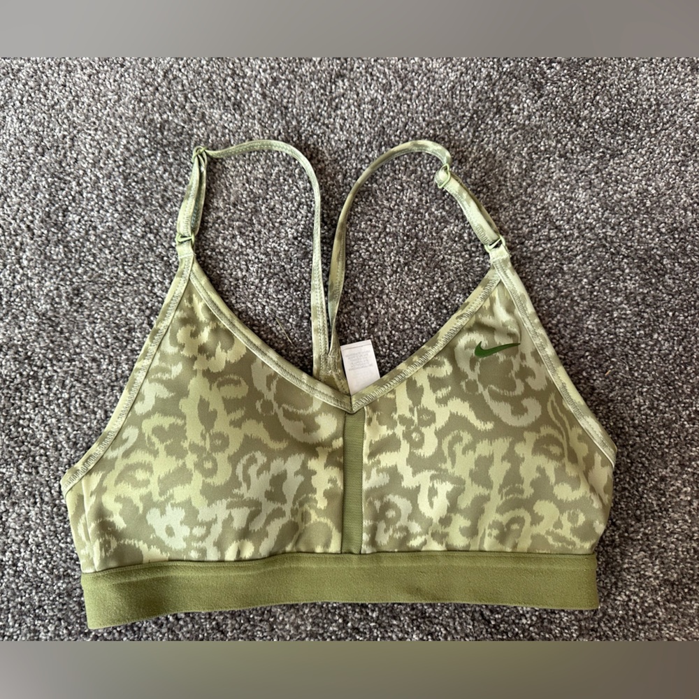 Nike Olive Green Patterned Sports Bra